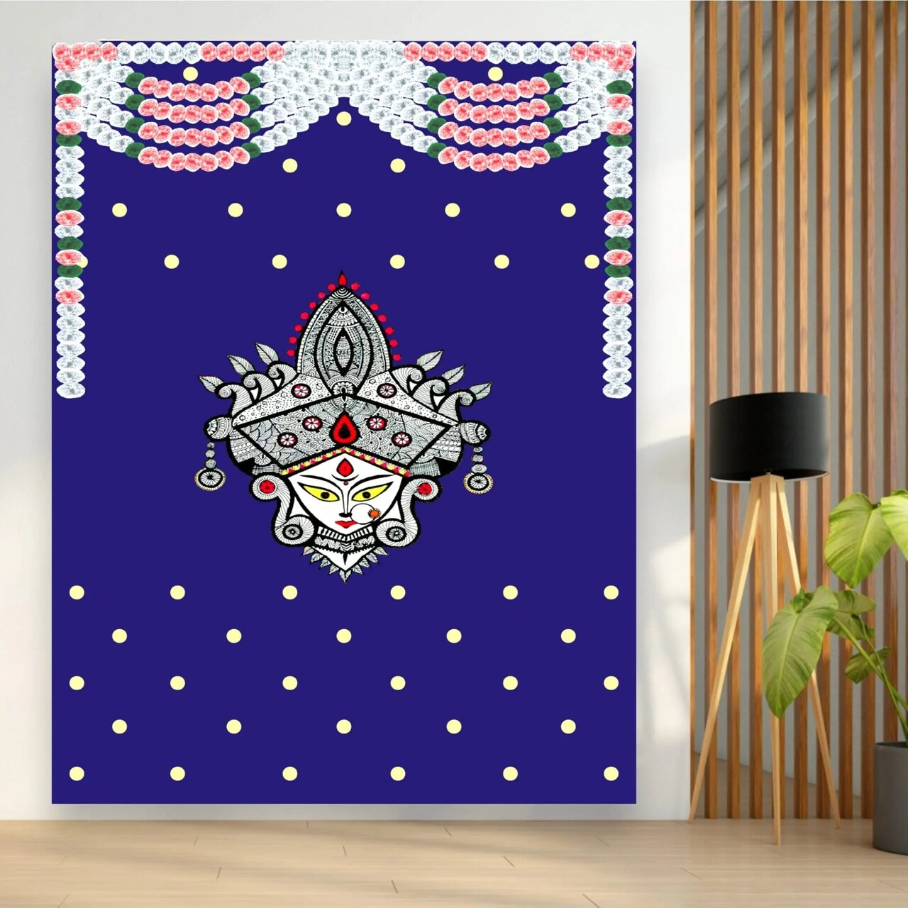 Indian Durga Mata Backdrop Traditional Cloth Durga Pooja Navratri Backdrop Hindu Pooja Decor Indian Wall Art Photo Wall Banner Decorative Hangings Housewarming Gift
